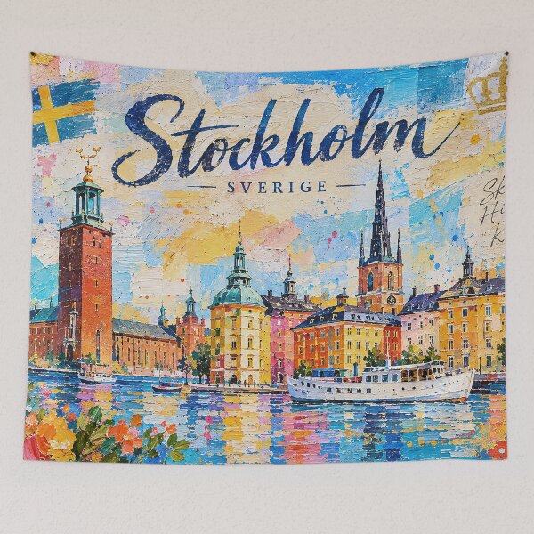Item preview, Stockholm Postcard painting, Sweden – A Beautiful city in Europe. designed and sold by GalleryKauffeld.