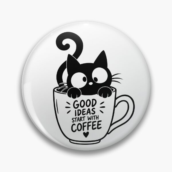 Item preview, Good Ideas Start With Coffee – Cute Black Cat designed and sold by ArtPer-design.