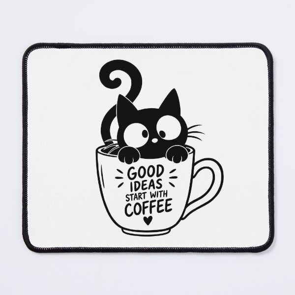 Item preview, Good Ideas Start With Coffee – Cute Black Cat designed and sold by ArtPer-design.