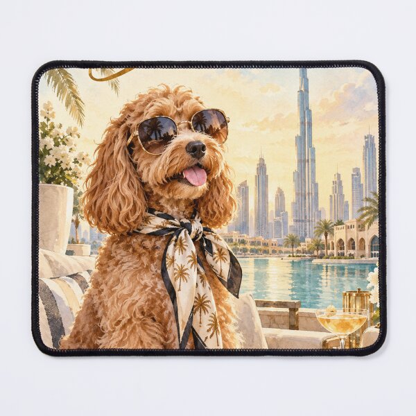 Item preview, Dubai UAE Cockapoo Dog Poster Whimsical Watercolor  designed and sold by TravelMarvel.