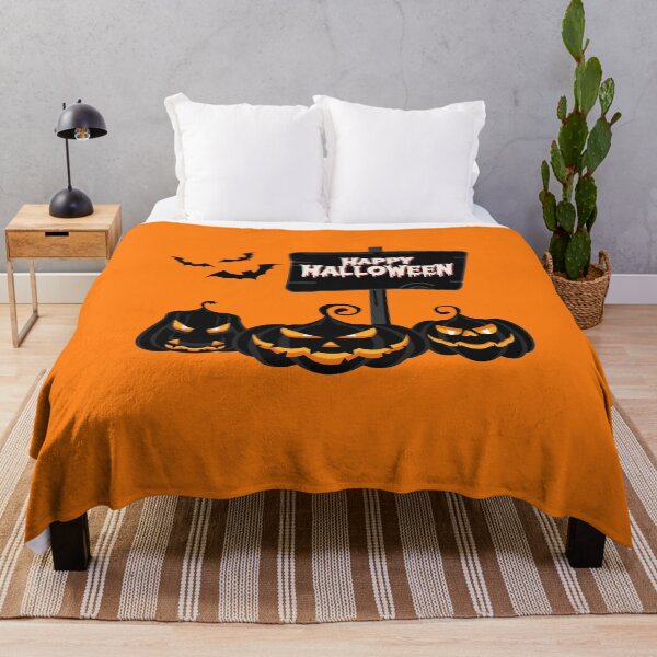 Item preview, Spooky Happy Halloween Sign Black Pumpkins Bats designed and sold by SolutionsArt.