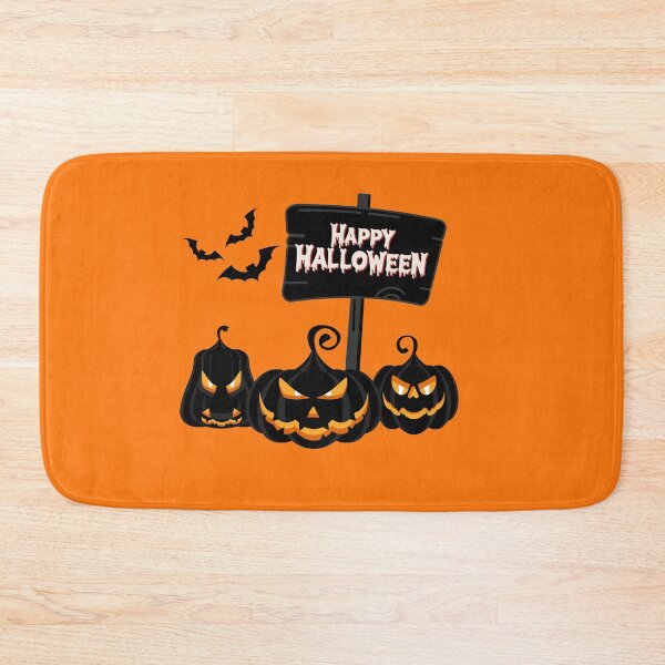 Item preview, Spooky Happy Halloween Sign Black Pumpkins Bats designed and sold by SolutionsArt.