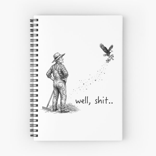 Item preview, Funny vintage farm illustration of a farmer watching an eagle steal his scarecrow. designed and sold by Designart68.