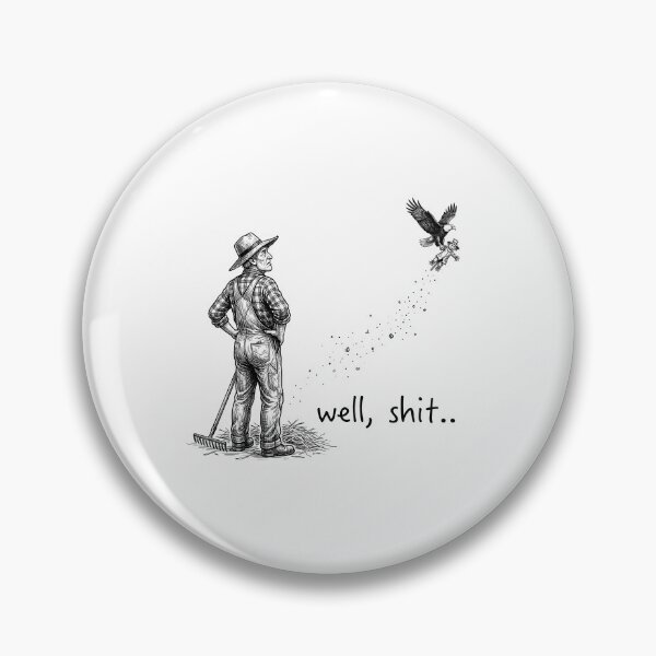 Item preview, Funny vintage farm illustration of a farmer watching an eagle steal his scarecrow. designed and sold by Designart68.
