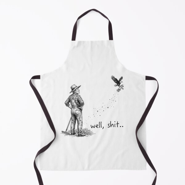Item preview, Funny vintage farm illustration of a farmer watching an eagle steal his scarecrow. designed and sold by Designart68.