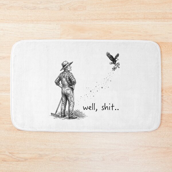 Item preview, Funny vintage farm illustration of a farmer watching an eagle steal his scarecrow. designed and sold by Designart68.