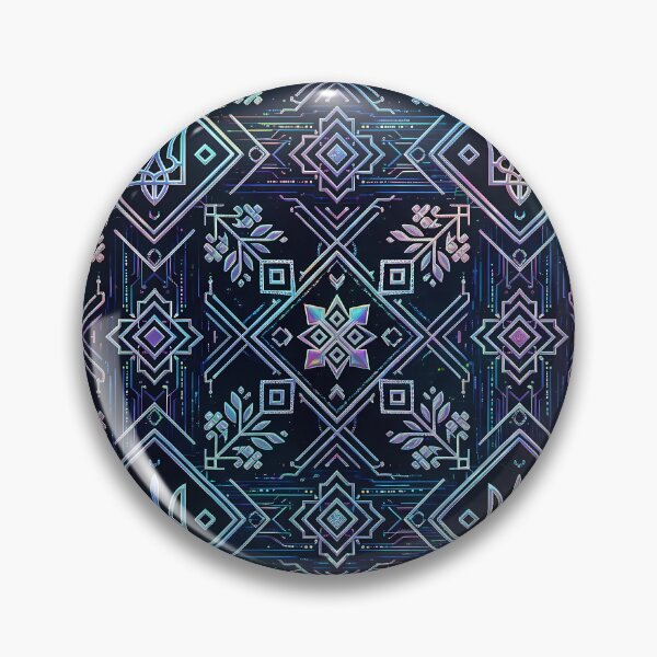 Item preview, Ukrainian Trident Cyberpunk Neon Ethnic Embroidery Pattern designed and sold by Holub Art Studio & design.