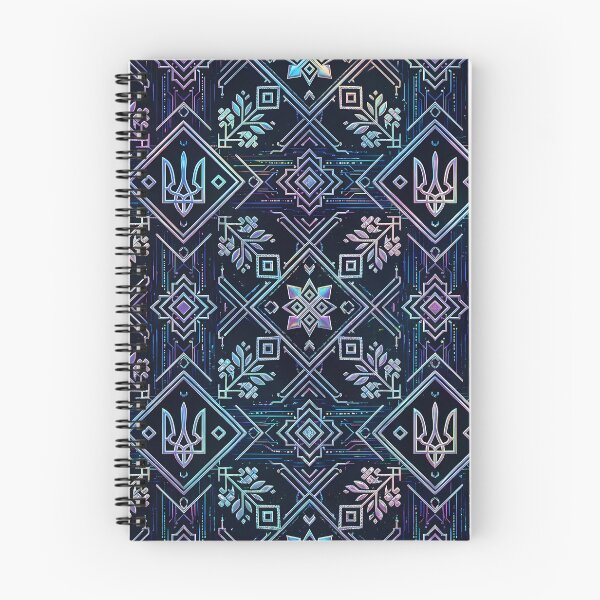 Item preview, Ukrainian Trident Cyberpunk Neon Ethnic Embroidery Pattern designed and sold by Holub Art Studio & design.