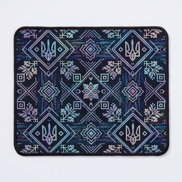 Item preview, Ukrainian Trident Cyberpunk Neon Ethnic Embroidery Pattern designed and sold by Holub Art Studio & design.
