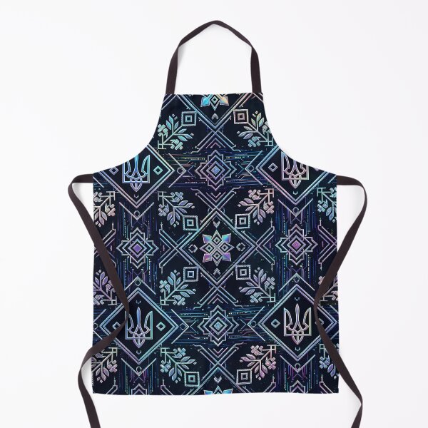 Item preview, Ukrainian Trident Cyberpunk Neon Ethnic Embroidery Pattern designed and sold by Holub Art Studio & design.
