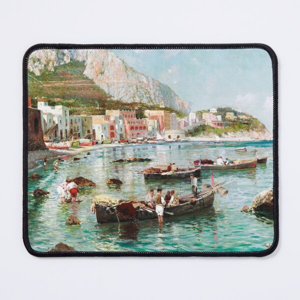 Item preview, Coastal Capri, Marina Grande seascape painting by Attilio Pratella designed and sold by Jéanpaul Ferro.