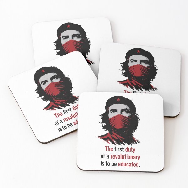 Item preview, Che Guevara portrait featuring the inspiring quote "The first duty of a revolutionary is to be educated" designed and sold by Designart68.
