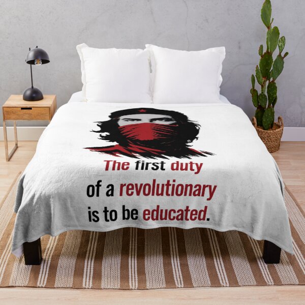 Item preview, Che Guevara portrait featuring the inspiring quote "The first duty of a revolutionary is to be educated" designed and sold by Designart68.