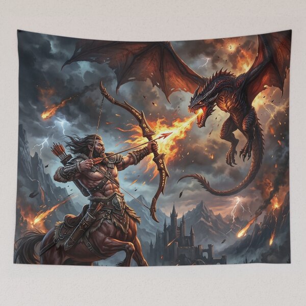 Item preview, Centaur vs Dragon - Epic Fantasy Battle Art designed and sold by Lucid Dream Pixel.