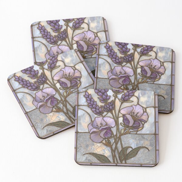Item preview, Elegant Pearl Lavender Floral Stained Glass designed and sold by BriSher.