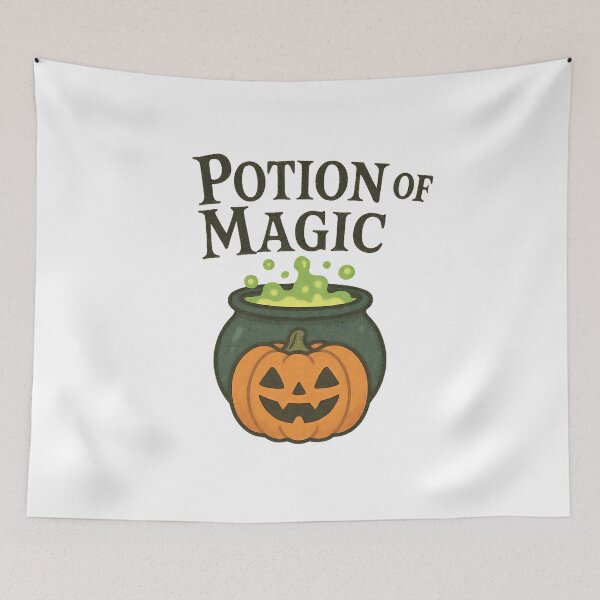 Item preview, Halloween Pumpkin with Witch Cauldron and Colorful Potion designed and sold by PrintCreations9.