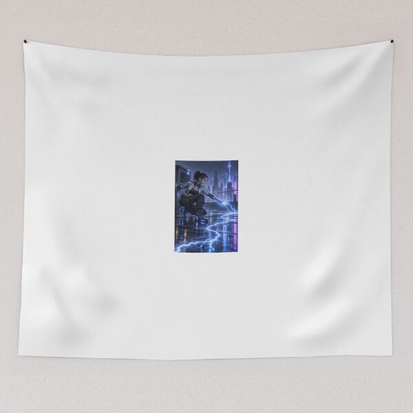 Item preview, Cyberpunk girl with electric blue blitz power designed and sold by CathryneDelamort.