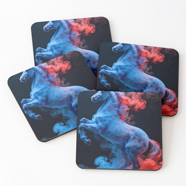 Item preview, Rearing Horse in Blue and Red Smoke designed and sold by Simple Life & KAMOCHI.
