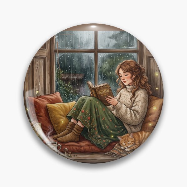 Item preview, Rainy Window Book Lover Cottagecore Reading Illustration designed and sold by SebastianSpace.