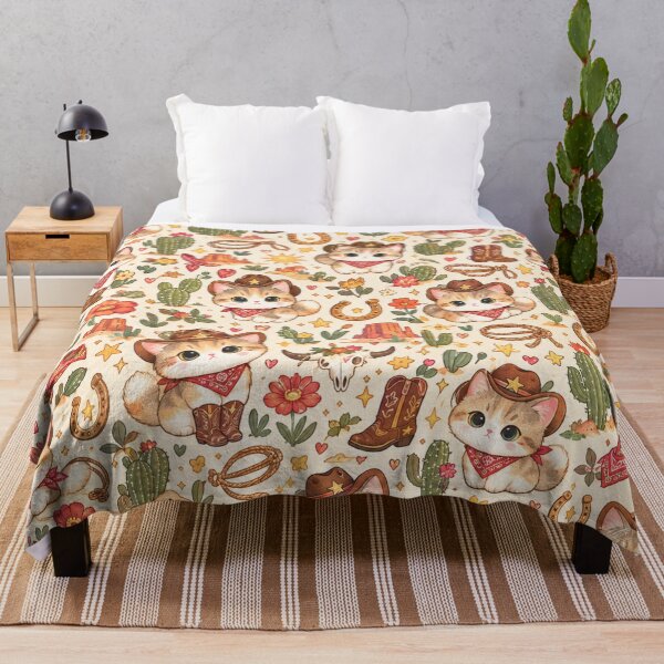 Item preview, Cute Cowboy Cats Western Pattern designed and sold by Iampoji.