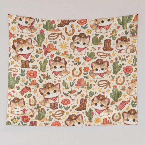 Item preview, Cute Cowboy Cats Western Pattern designed and sold by Iampoji.