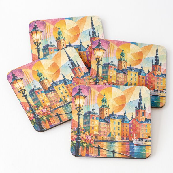 Item preview, A cubist painting of Stockholm, Sweden – A Beautiful city in Europe. designed and sold by GalleryKauffeld.