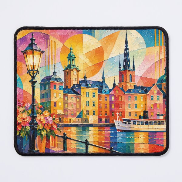 Item preview, A cubist painting of Stockholm, Sweden – A Beautiful city in Europe. designed and sold by GalleryKauffeld.