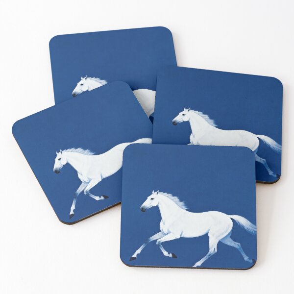 Item preview, White Horse Galloping on Deep Blue designed and sold by KAMOCHI Art.