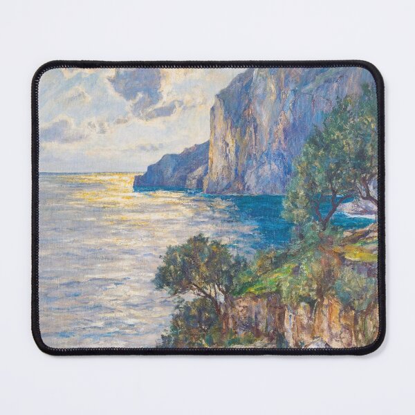 Item preview, Sunset, coast of the Isle of Capri, Italy landscape painting by Albert Wenk designed and sold by Jéanpaul Ferro.