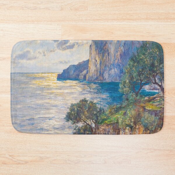 Item preview, Sunset, coast of the Isle of Capri, Italy landscape painting by Albert Wenk designed and sold by Jéanpaul  Ferro.
