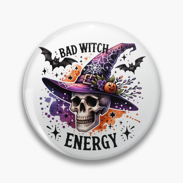 Item preview, Bad Witch Energy Halloween Spooky Witch Skull designed and sold by Polaris Bear.