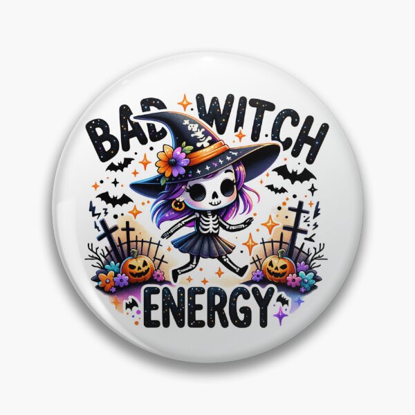 Item preview, Bad Witch Energy Halloween Witch Skeleton Lover designed and sold by Polaris Bear.