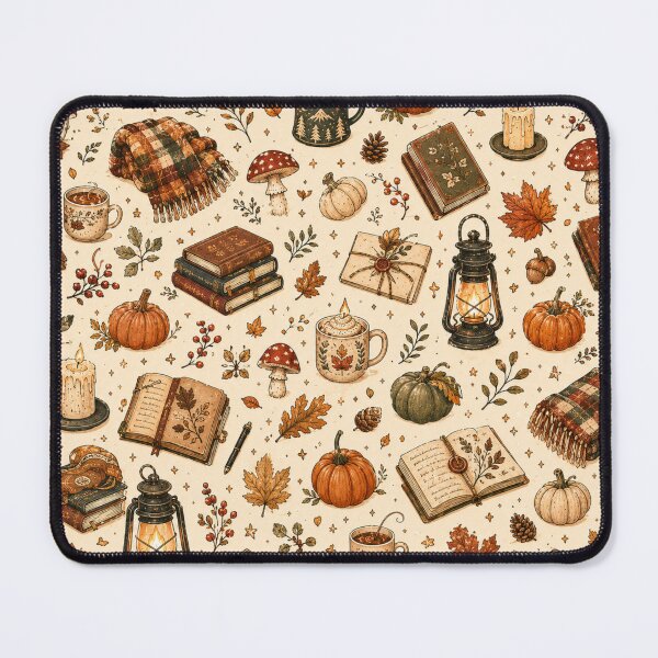 Item preview, Cozy Autumn Books and Pumpkins Cottagecore Pattern designed and sold by NinaVibeStudio.
