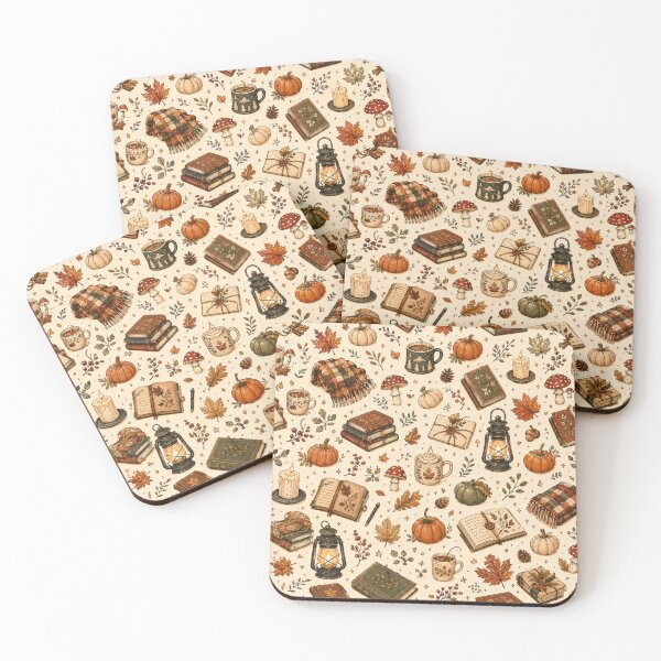 Item preview, Cozy Autumn Books and Pumpkins Cottagecore Pattern designed and sold by NinaVibeStudio.