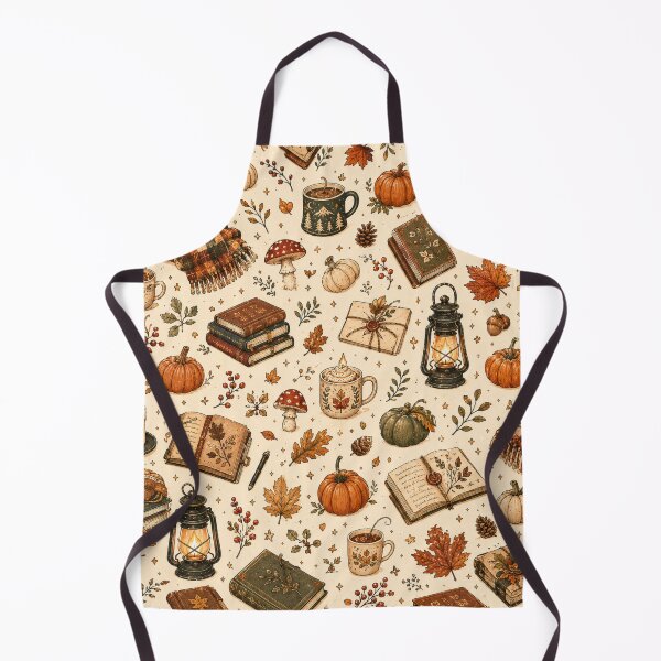 Item preview, Cozy Autumn Books and Pumpkins Cottagecore Pattern designed and sold by NinaVibeStudio.
