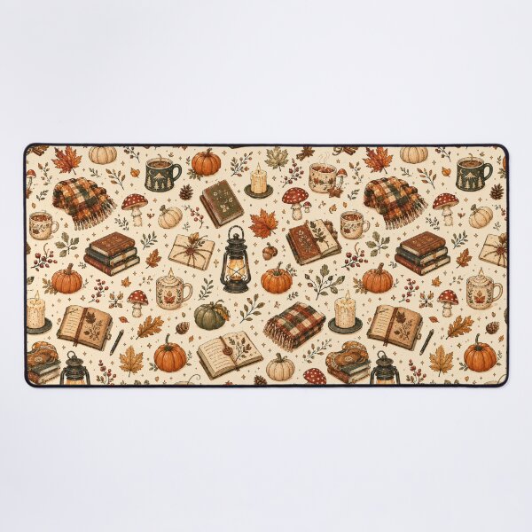 Item preview, Cozy Autumn Books and Pumpkins Cottagecore Pattern designed and sold by NinaVibeStudio.