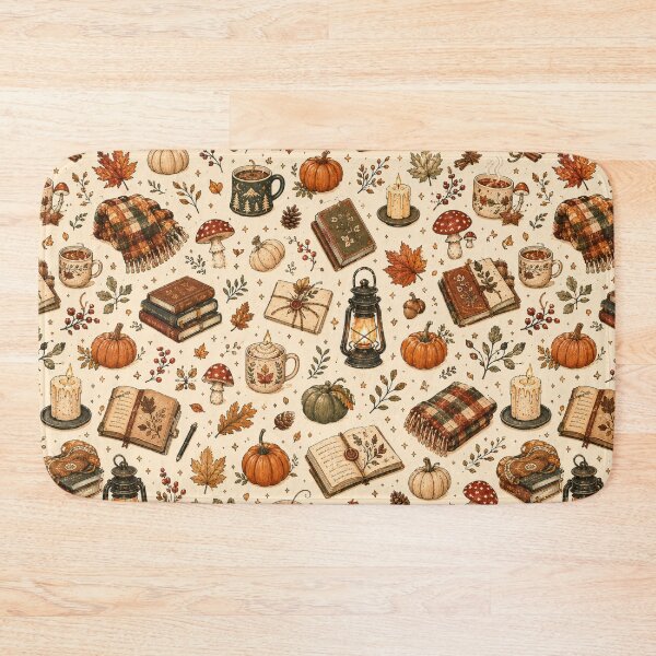 Item preview, Cozy Autumn Books and Pumpkins Cottagecore Pattern designed and sold by NinaVibeStudio.