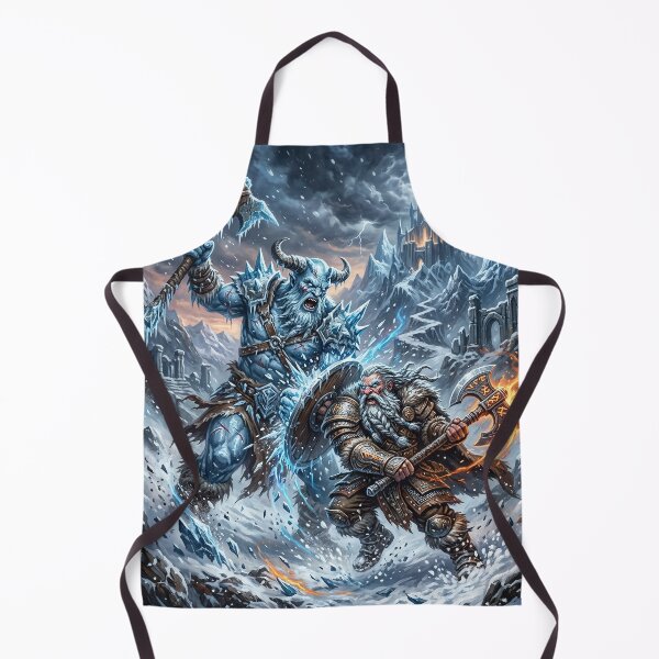 Item preview, Dwarf vs Frost Giant - Fantasy Battle Art designed and sold by Lucid Dream Pixel.