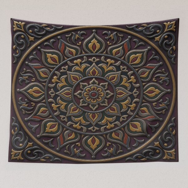 Item preview, Luxury 3D Mandala Embossed Ceramic Tile Art designed and sold by Breezes-of-Ida.