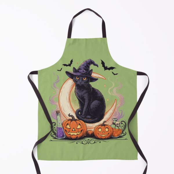 Item preview, Spooky Black Cat Witch & Crescent Moon Halloween designed and sold by InkWeaveShop.