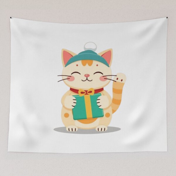 Item preview, Kawaii Cat Holding a Christmas Gift designed and sold by Asiantrendzz.