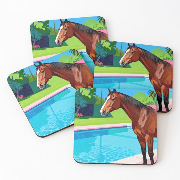 Item preview, Horse Poolside Retro Pop Art Painting designed and sold by KAMOCHI Art.