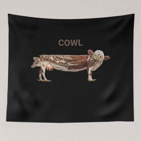 Item preview, Hilarious and surreal cow and owl hybrid pun featuring the legendary "Cowl" for fans of weird memes and funny animal mashups. designed and sold by Designart68.