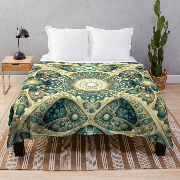 Item preview, Cosmic Teal and Gold Fractal Mandala designed and sold by Frackxion.