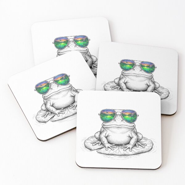 Item preview, Frog Dragonfly Pond Shades Reflection designed and sold by Bad-Decisions-Designs.