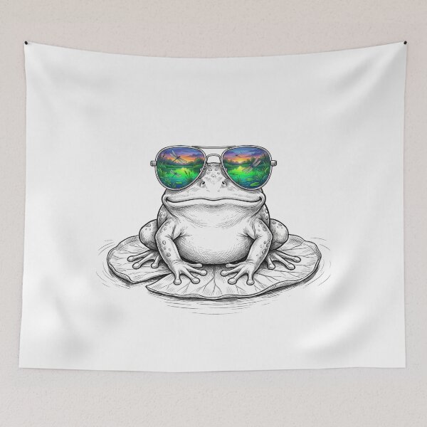 Item preview, Frog Dragonfly Pond Shades Reflection designed and sold by Bad-Decisions-Designs.