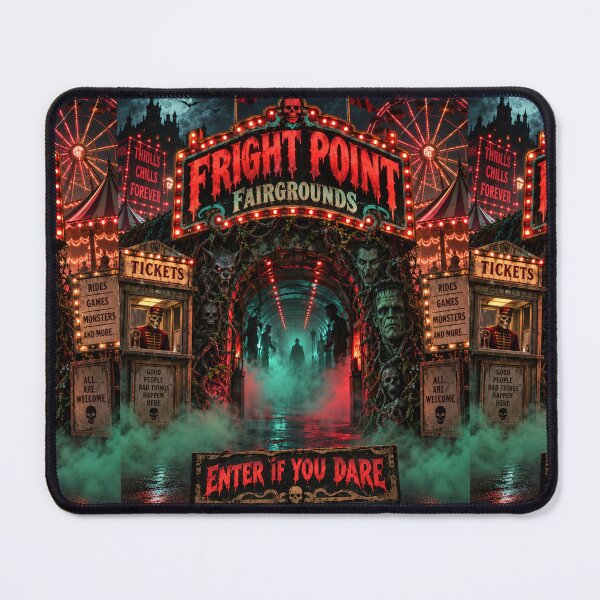 Item preview, Fright Point Fairgrounds 80s Horror Carnival Retro Halloween Tee designed and sold by Fanverse Merchandise.