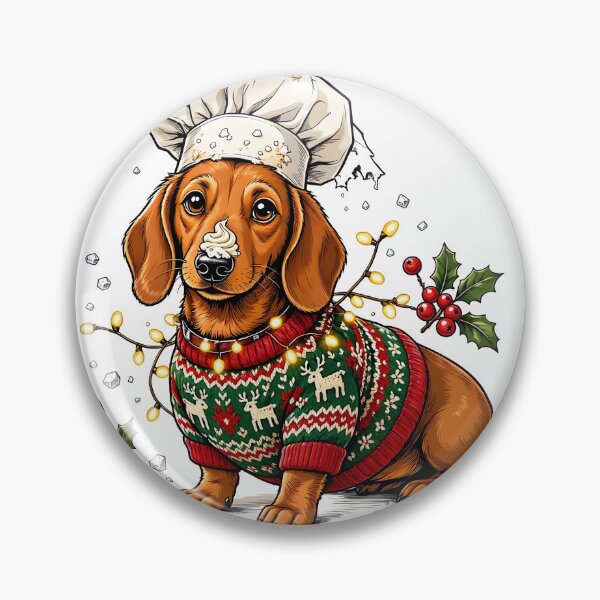 Item preview, Cute Christmas Dachshund in Red Reindeer Sweater with Lights designed and sold by CraftyValley.