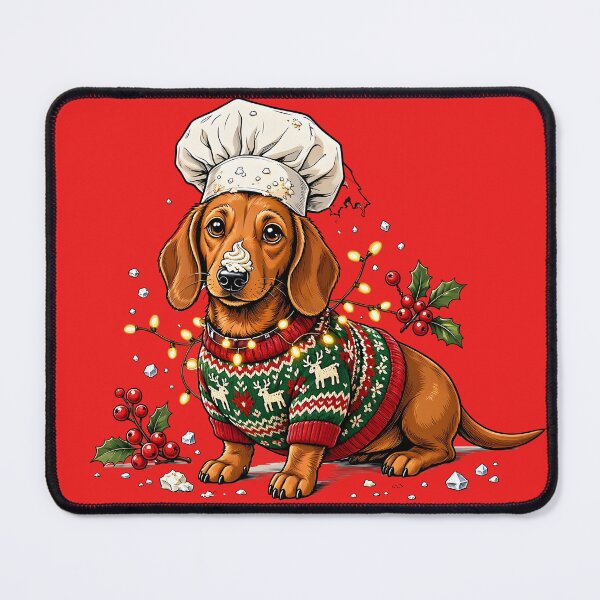 Item preview, Cute Christmas Dachshund in Red Reindeer Sweater with Lights designed and sold by CraftyValley.
