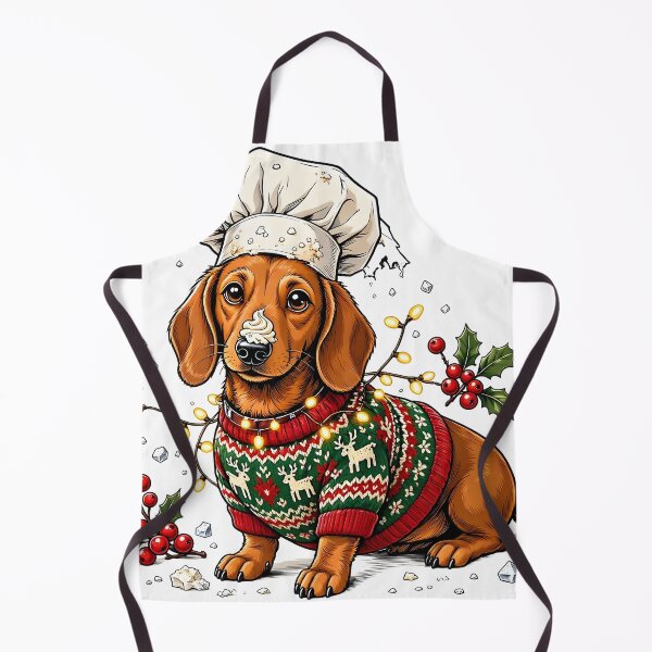 Item preview, Cute Christmas Dachshund in Red Reindeer Sweater with Lights designed and sold by CraftyValley.